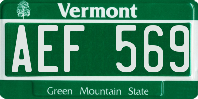 VT license plate AEF569