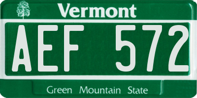 VT license plate AEF572