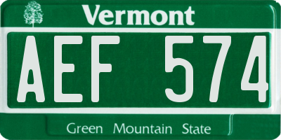 VT license plate AEF574