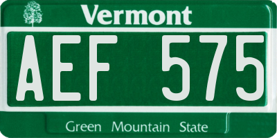VT license plate AEF575