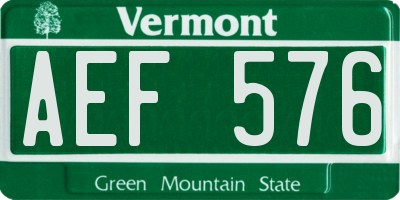 VT license plate AEF576