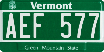 VT license plate AEF577