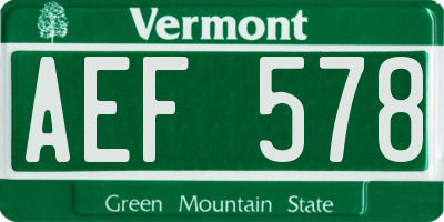 VT license plate AEF578