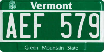 VT license plate AEF579