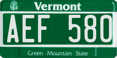 VT license plate AEF580