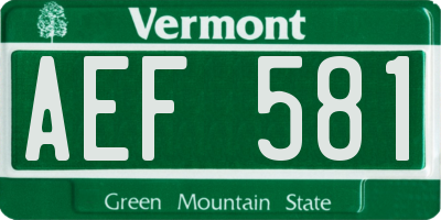 VT license plate AEF581