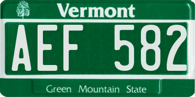 VT license plate AEF582