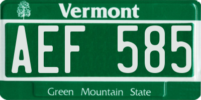 VT license plate AEF585