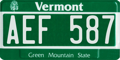 VT license plate AEF587