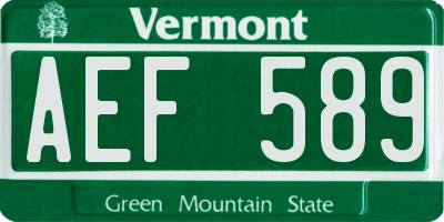 VT license plate AEF589