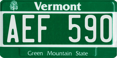 VT license plate AEF590