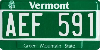 VT license plate AEF591
