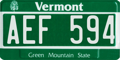 VT license plate AEF594