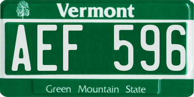 VT license plate AEF596