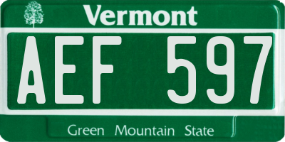 VT license plate AEF597