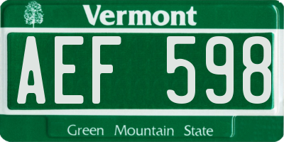 VT license plate AEF598