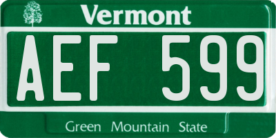 VT license plate AEF599