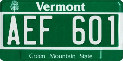 VT license plate AEF601