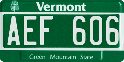 VT license plate AEF606