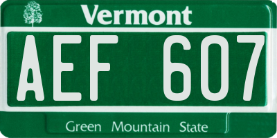 VT license plate AEF607