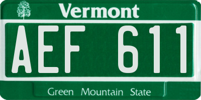 VT license plate AEF611