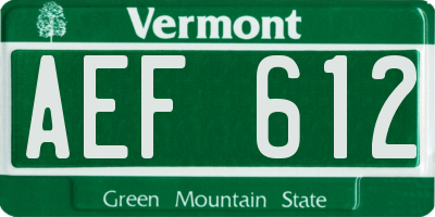 VT license plate AEF612