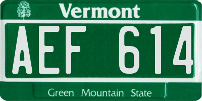 VT license plate AEF614