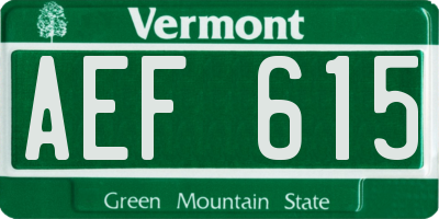 VT license plate AEF615