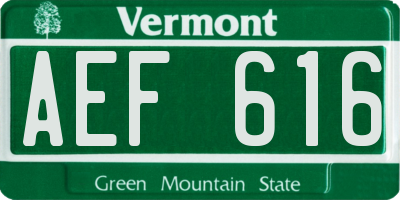 VT license plate AEF616