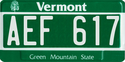 VT license plate AEF617