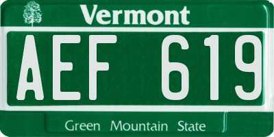 VT license plate AEF619