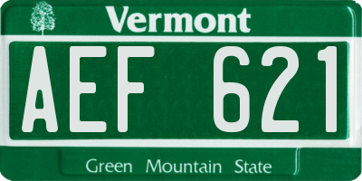 VT license plate AEF621
