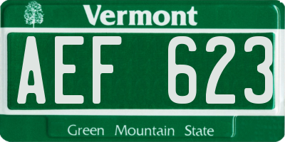 VT license plate AEF623