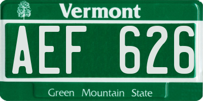 VT license plate AEF626