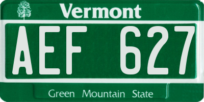 VT license plate AEF627