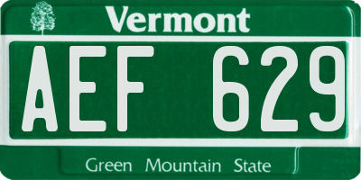 VT license plate AEF629