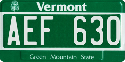 VT license plate AEF630