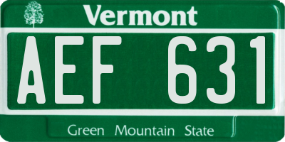 VT license plate AEF631