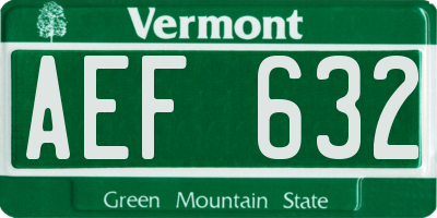 VT license plate AEF632