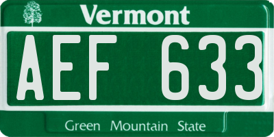 VT license plate AEF633