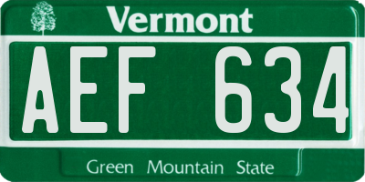 VT license plate AEF634