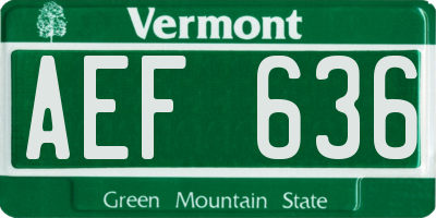 VT license plate AEF636