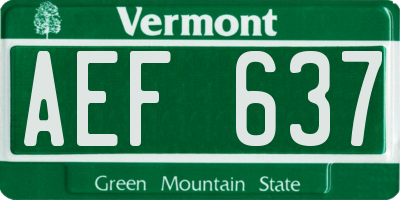 VT license plate AEF637