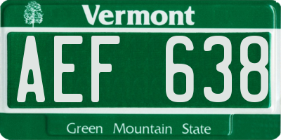 VT license plate AEF638