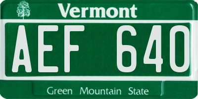 VT license plate AEF640