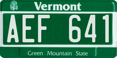 VT license plate AEF641