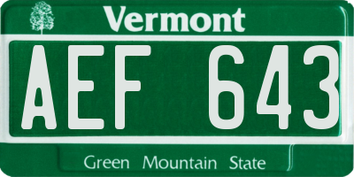 VT license plate AEF643