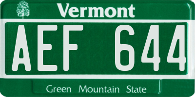 VT license plate AEF644