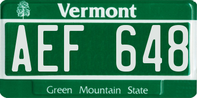 VT license plate AEF648