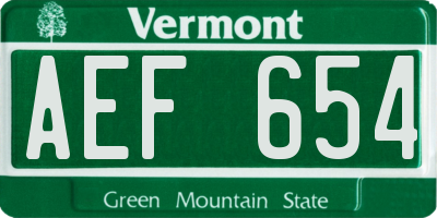 VT license plate AEF654